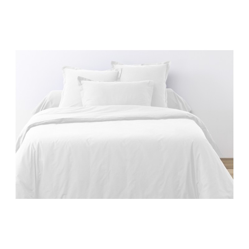 Parure de lit blanc 100% coton housse de couette + 2 taies d'oreiller -  260x240 cm - 65x65 cm TEX HOME : la parure de lit + 2 taies d'oreiller à  Prix Carrefour