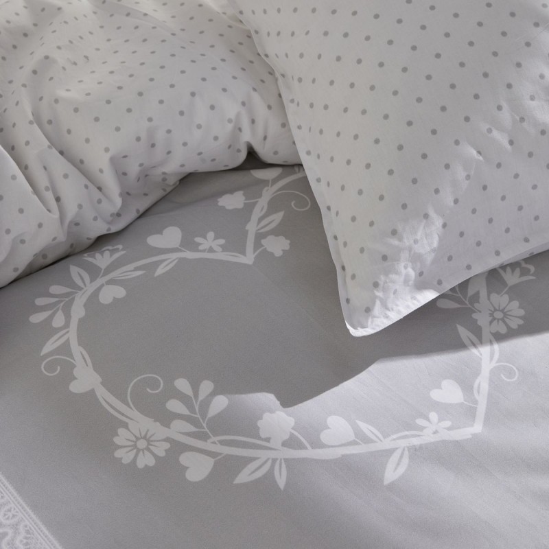 Housse de couette 220x240 Heart + 2 taies 63x63 100% coton 57 fils