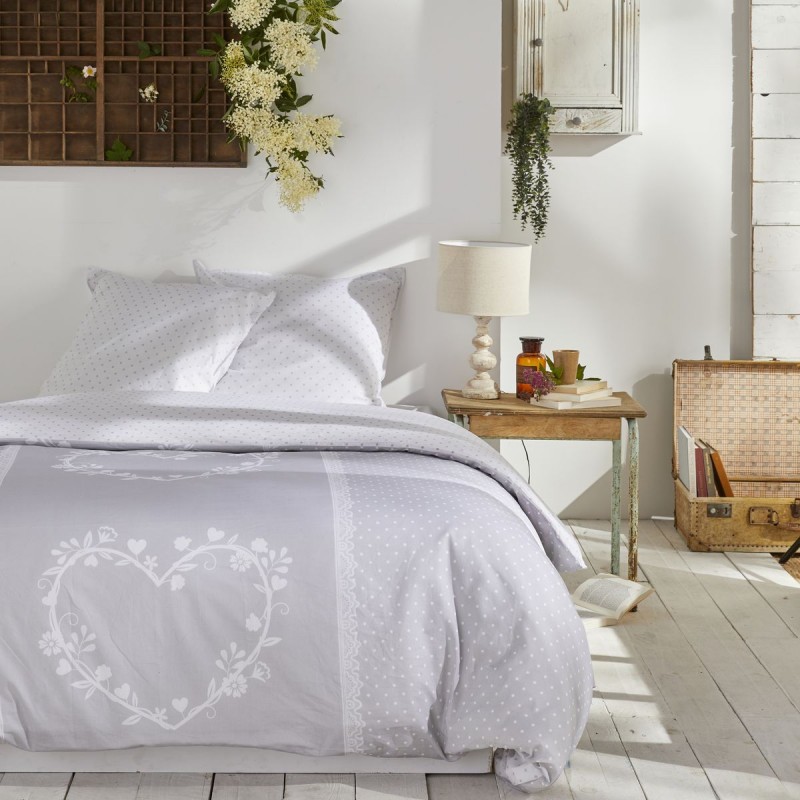 Housse de couette 260x240 Woodlove lin + 2 taies coton 57 fils