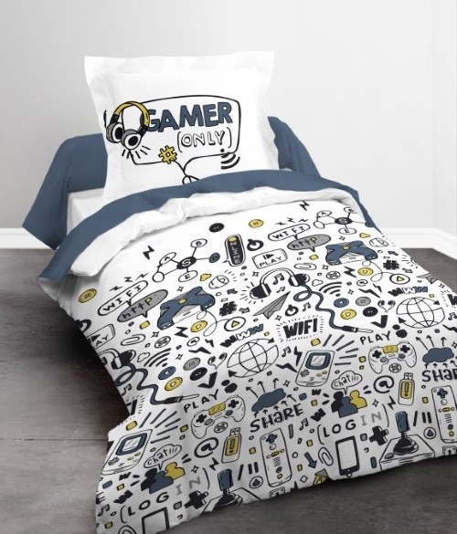 Wintdeer Housse de Couette 220x240 Gamer - Parure de Lit 220 x 240 Ado  Garçon avec Fermeture Éclair 2 Personne, Parure Housse Couette en  Microfibre avec 2 Taie d'oreiller 65x65 cm 