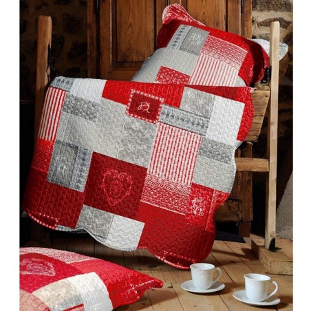 Lovely Casa Arkansas Boutis avec 2 Taies Polyester Rouge 220 x 240 cm
