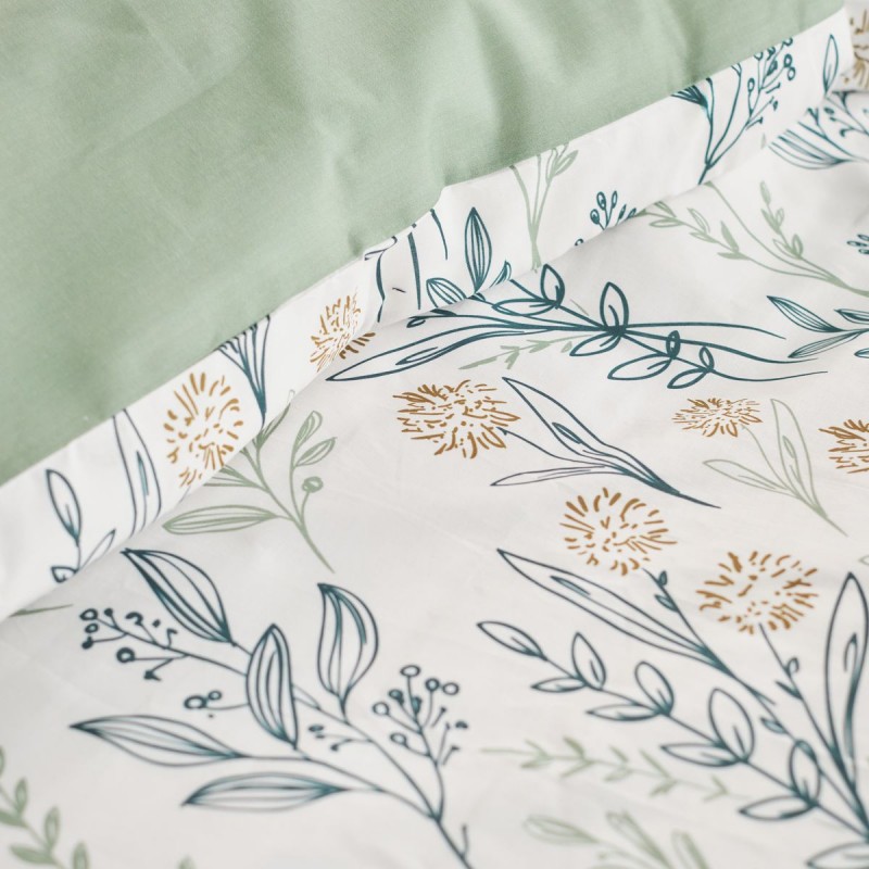 Housse de couette Feuille Florale Literie Set Noir Blanc Vert