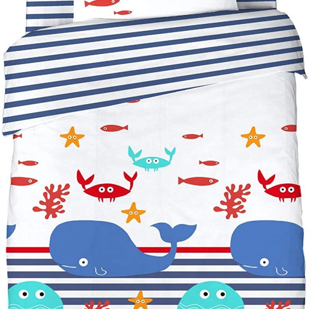 Drap housse pour lit bébé Animaux marins Baleines l Déco pour