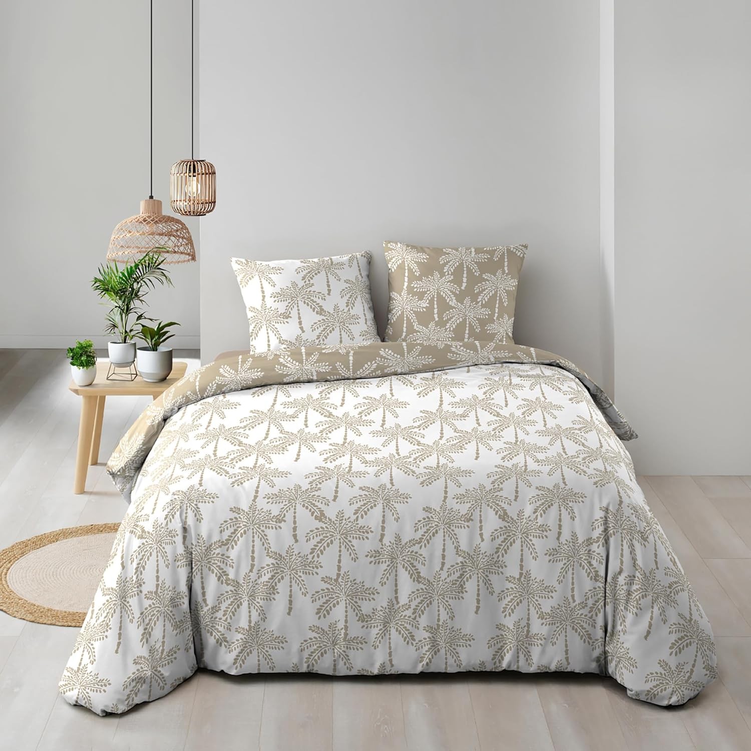 Parure De Lit 3 Pièces 240x220 Cm - 100% Coton - Douceur D'Intérieur Sirocco Pétrole - Taies 63x63 Cm - Fermeture Pressions - Label Oeko-Tex