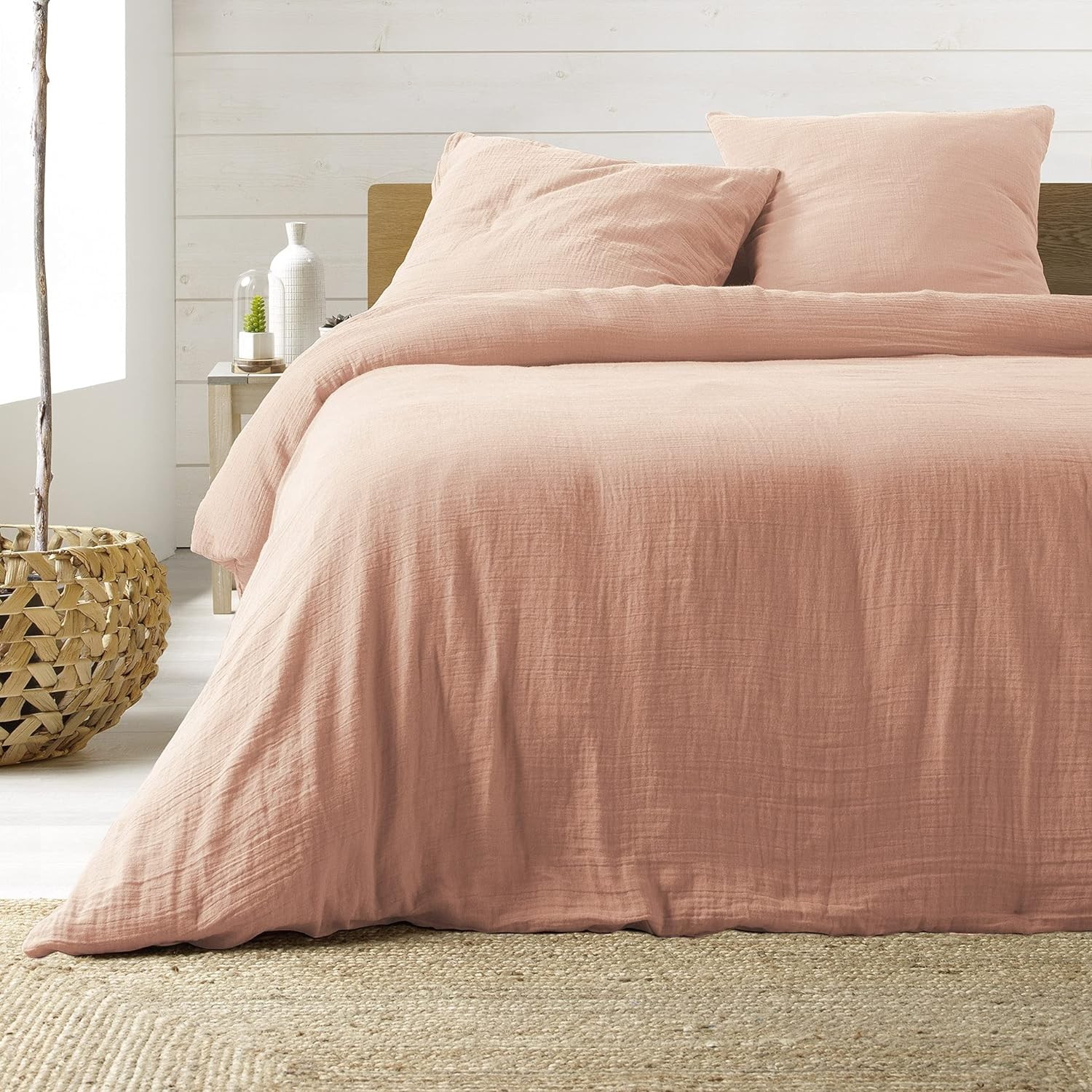 parure de lit Gaze de Coton Rose
