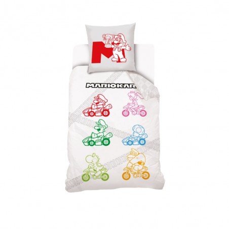 Parure Housse de Couette 140x200 cm et sa taie Mario Kart