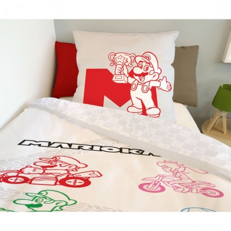 housse de couette Mario Kart Blanche