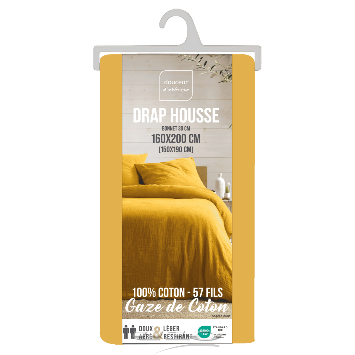 Drap Housse Gaze de Coton Jaune Drap Housse Gaze de Coton Jaune