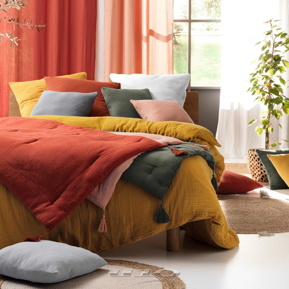 Drap Housse Gaze de Coton Jaune Drap Housse Gaze de Coton Jaune