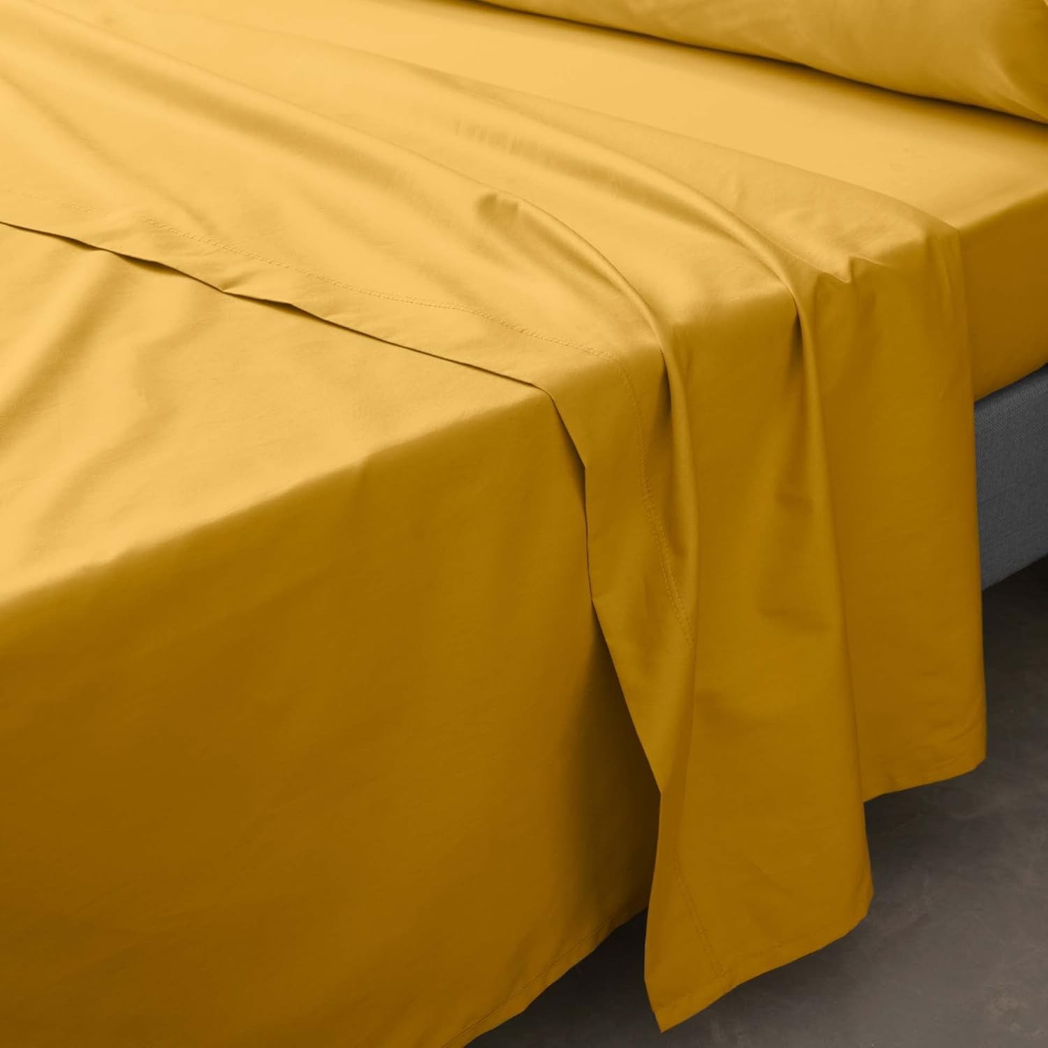 Drap Plat Percaline Douceur d'Intérieur 240 x 300 cm Curry Jaune Drap Plat Percaline Douceur d'Intérieur 240 x 300 cm Curry Jaune