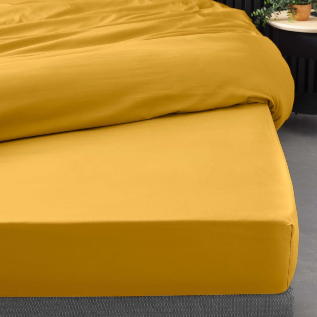 Drap Housse Percaline Douceur d'Intérieur 180x200 cm Curry Jaune