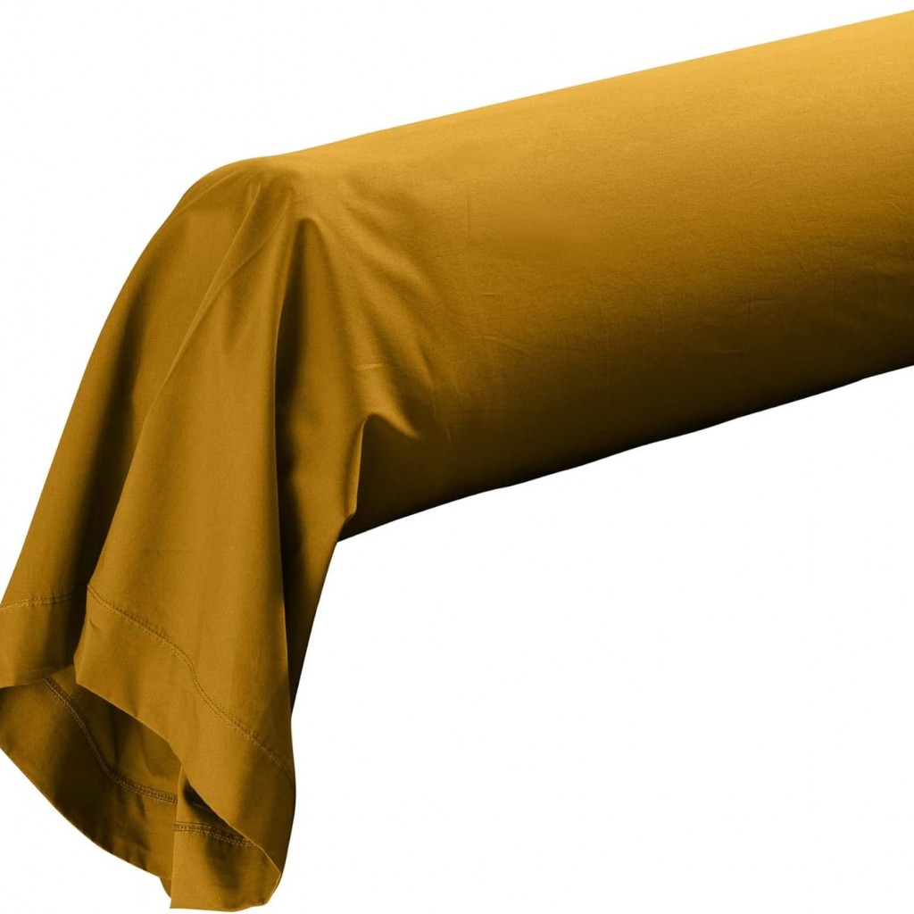 Taie de Traversin 85x185 cm Percaline Douceur d'Intérieur Curry Jaune