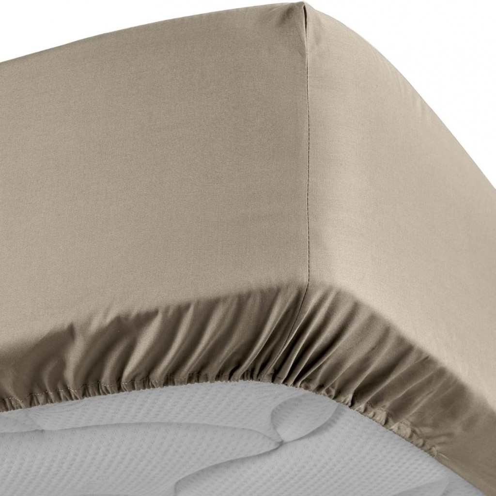 Drap Housse Percaline Douceur d'Intérieur 90x190 cm Sable Beige