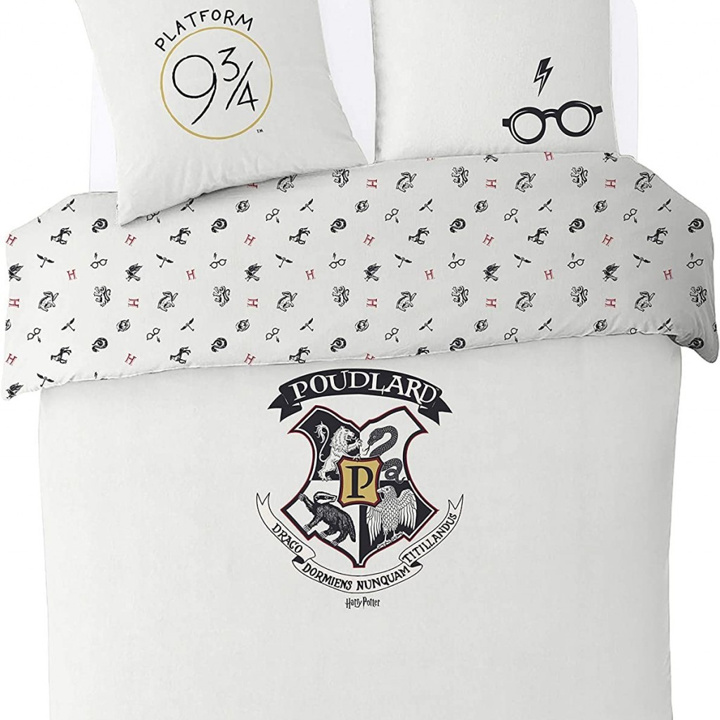 Parure Housse de couette Harry Potter Ecru Blanc 200 x 200