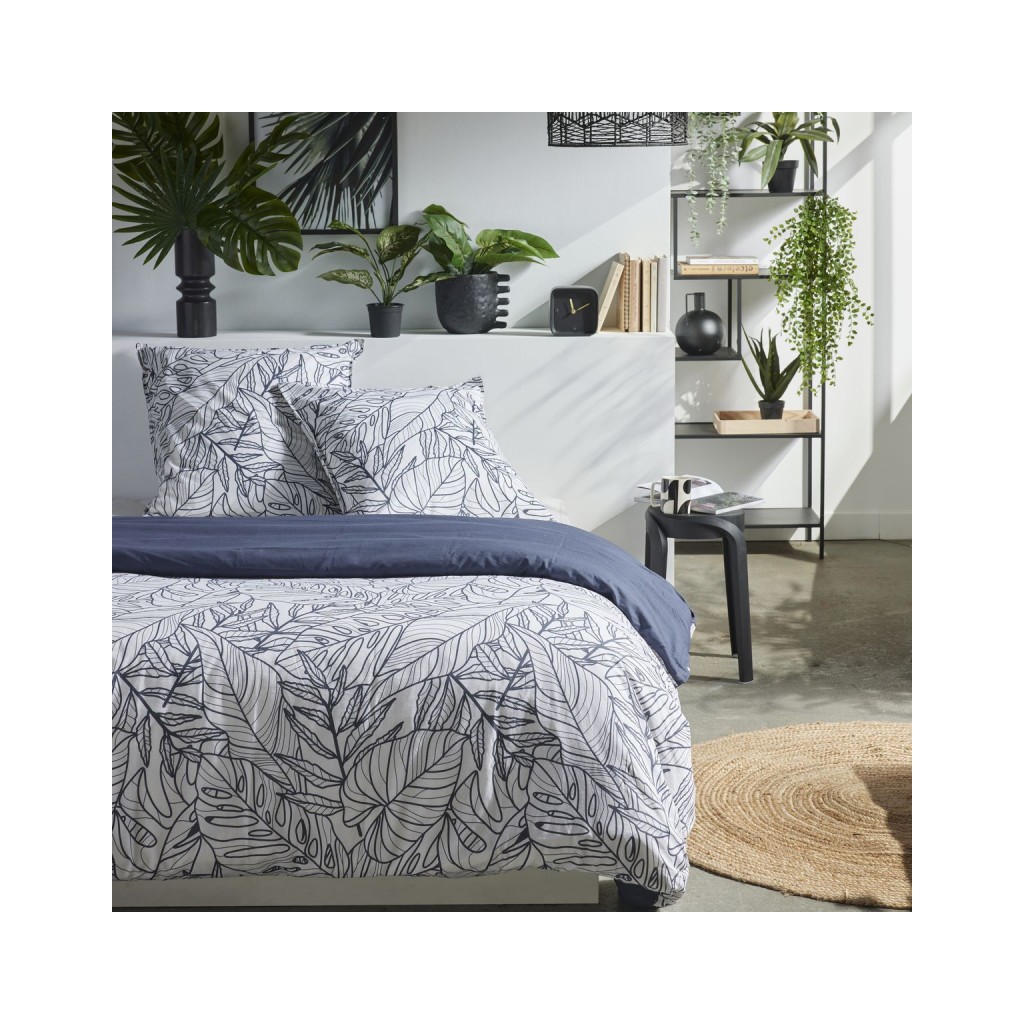 Parure Housse de Couette 240x220 cm Mawira Zippée 3.7 bleue marine