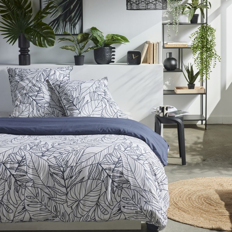 Parure Housse de Couette 240x220 cm Mawira Zippée 3.7 bleue marine