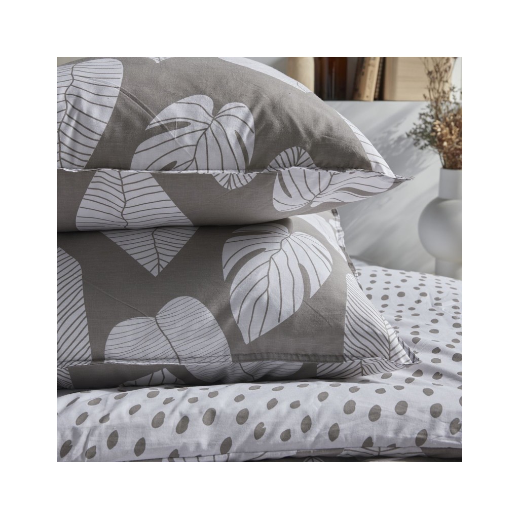 Parure Housse de Couette 240x220 cm Mawira Zippée 3.2 beige blanc