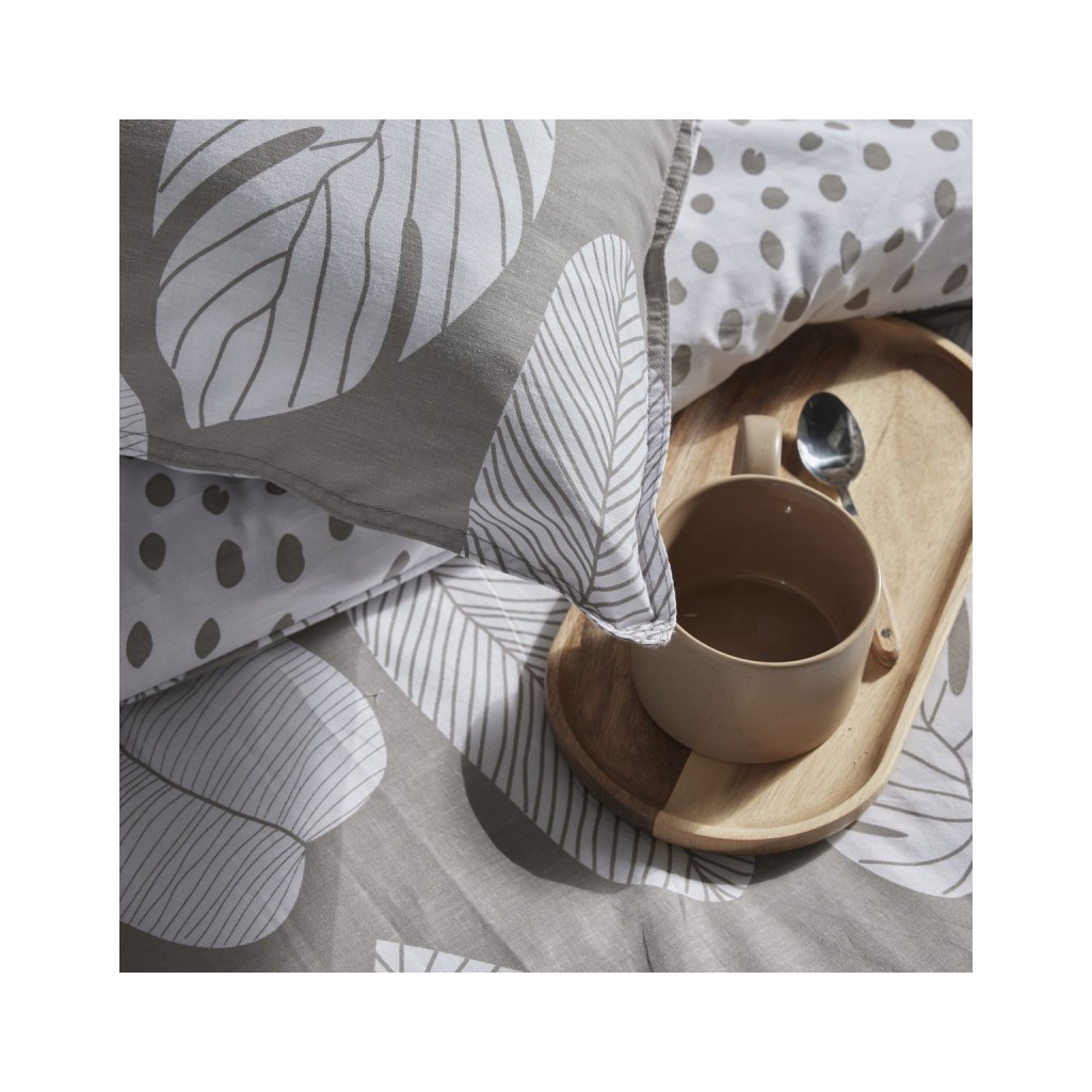 Parure Housse de Couette 240x220 cm Mawira Zippée 3.2 beige blanc