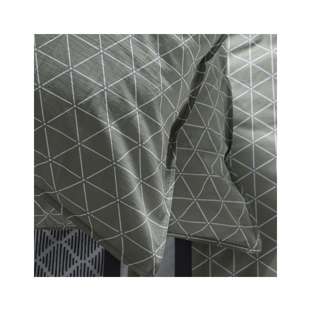 Parure Housse de Couette 240x220 cm Mawira Zippée 3.5 vert clair blanc