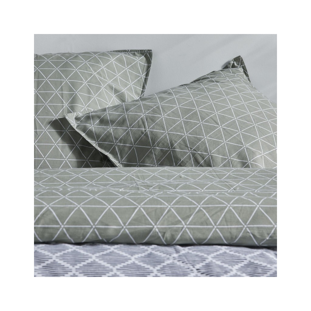 Parure Housse de Couette 240x220 cm Mawira Zippée 3.5 vert clair blanc