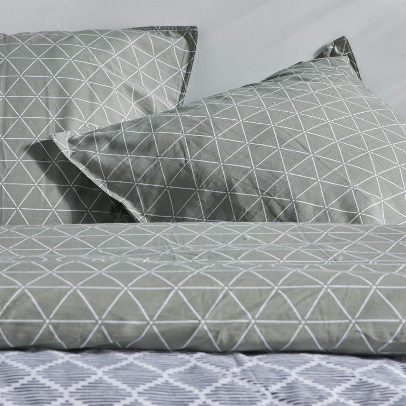 Parure Housse de Couette 240x220 cm Mawira Zippée 3.5 vert clair blanc