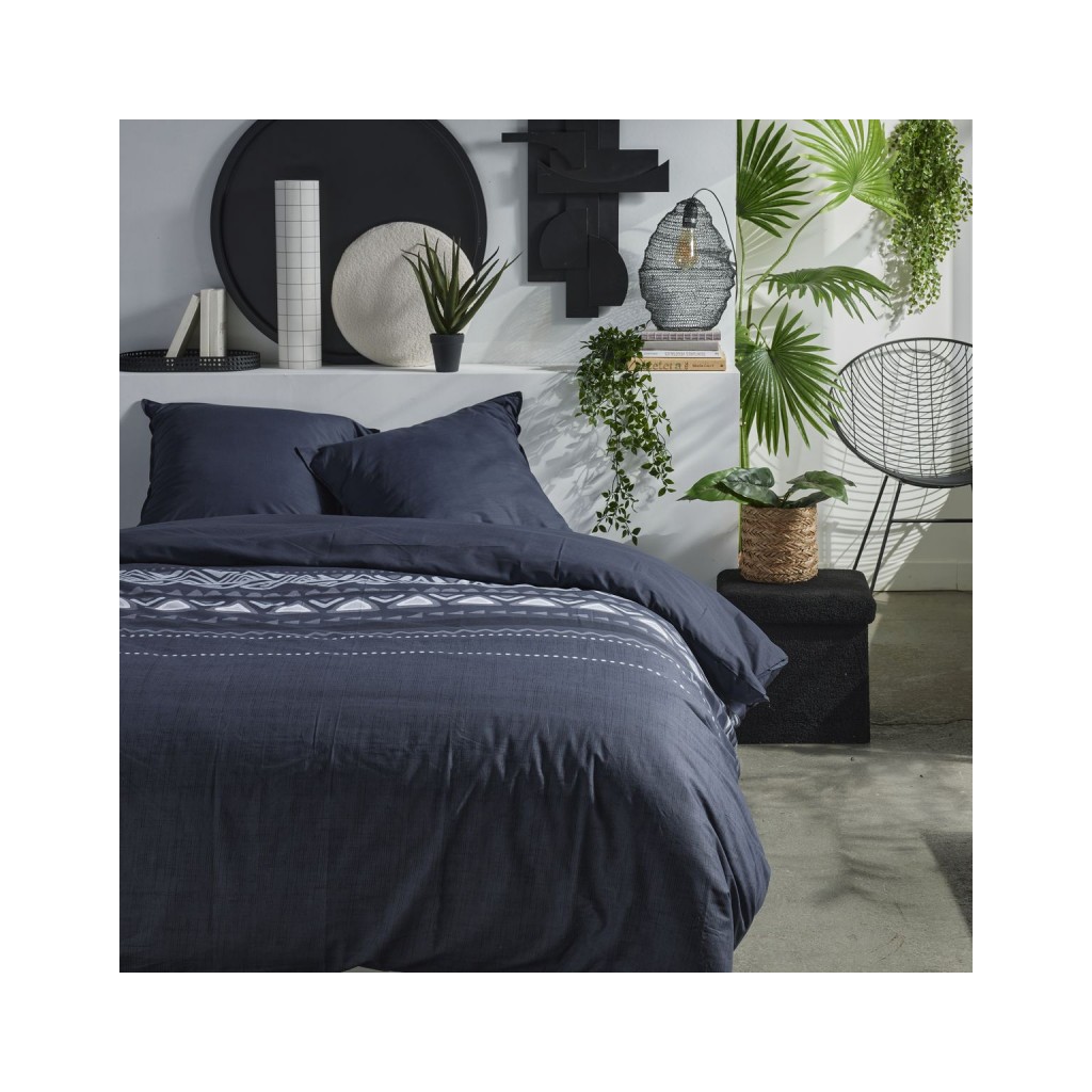 Parure Housse de Couette 240x220 cm Mawira Zippée 3.6 bleu marine foncé