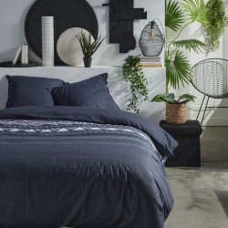 Parure Housse de Couette 240x220 cm Mawira Zippée 3.6 bleu marine foncé