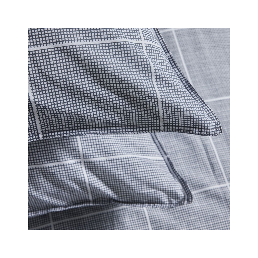 Parure Housse de Couette 240x220 cm Mawira Zippée 3.3 gris clair quadrillages