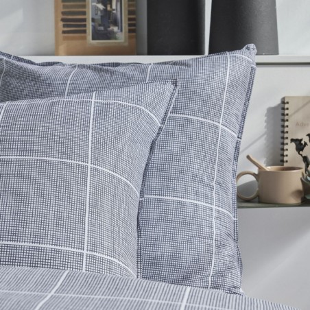 Parure Housse de Couette 240x220 cm Mawira Zippée 3.3 gris clair quadrillages