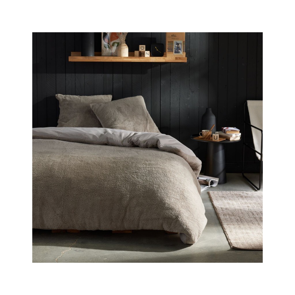 Parure Housse de Couette 240x220 Cm Today Teddy Polaire Beige