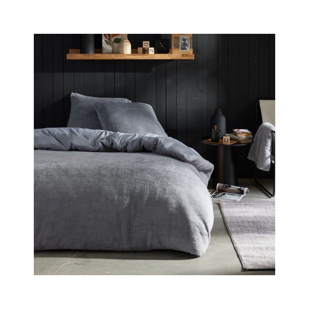 Parure Housse de Couette 240x220 Cm Today Teddy Polaire Grise