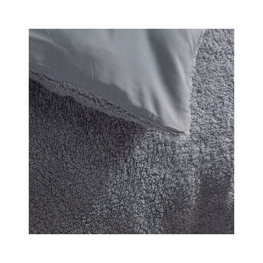 Parure Housse de Couette 240x220 Cm Today Teddy Polaire Grise