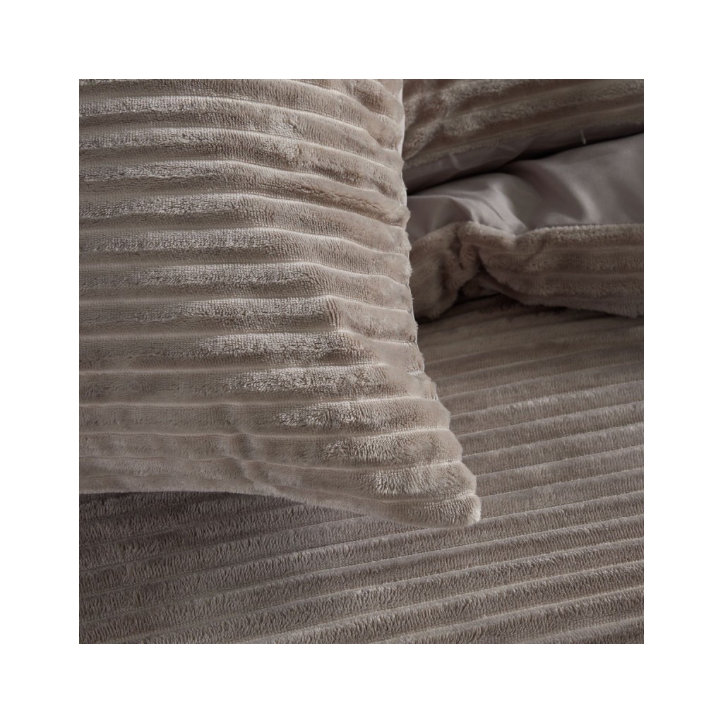 Parure Housse de Couette 240x220 Cm Today Ribbed Polaire Beige