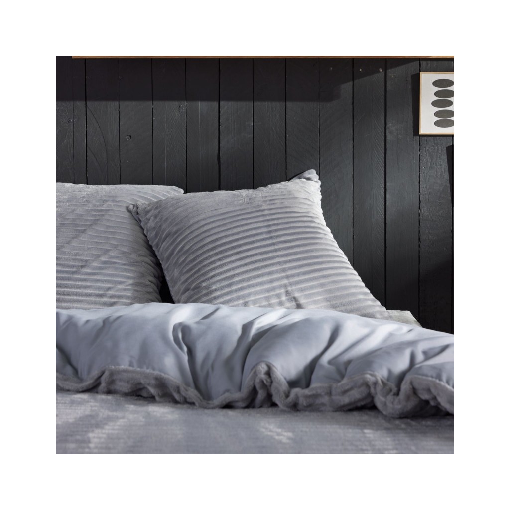Parure Housse de Couette 240x220 Cm Today Ribbed Polaire Grise