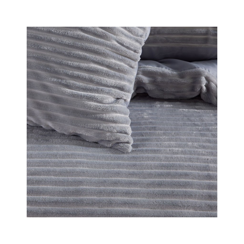 Parure Housse de Couette 240x220 Cm Today Ribbed Polaire Grise