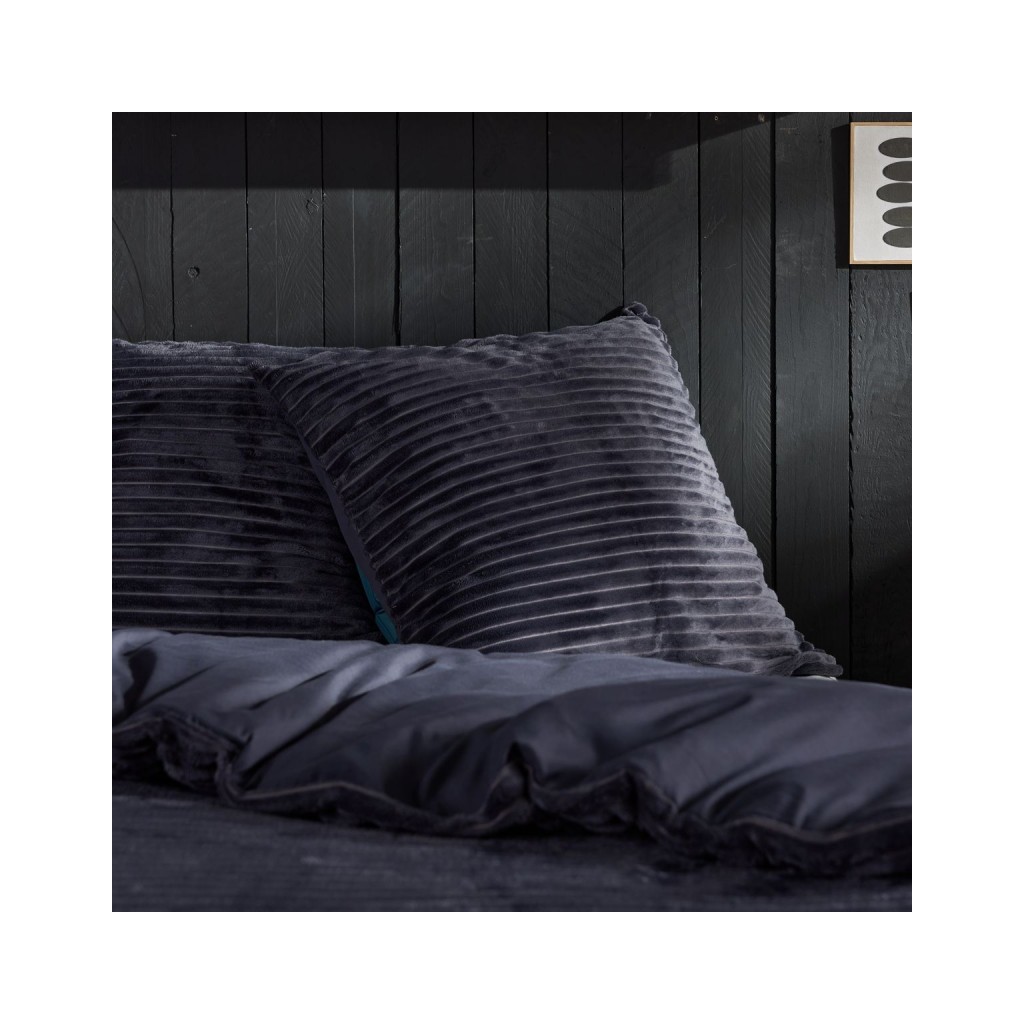 Parure Housse de Couette 240x220 Cm Today Ribbed Polaire Noire