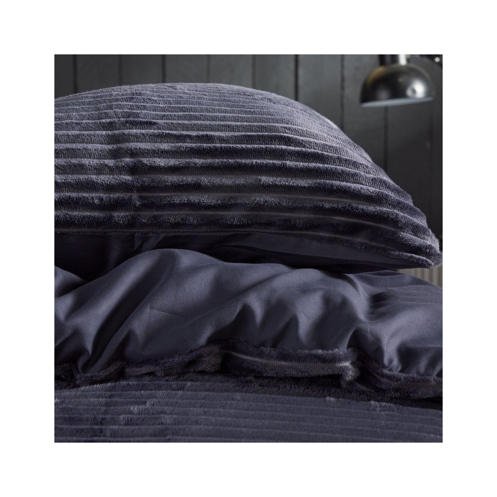 Parure Housse de Couette 240x220 Cm Today Ribbed Polaire Noire