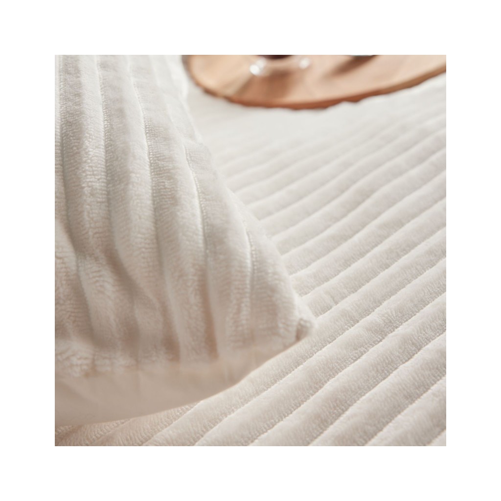 Parure Housse de Couette 240x220 Cm Today Ribbed Polaire Crème Moka