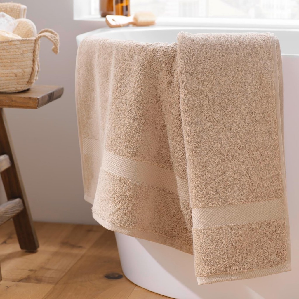 Serviette de Toilette Bain Eponge Elégance Noisette 50x90cm