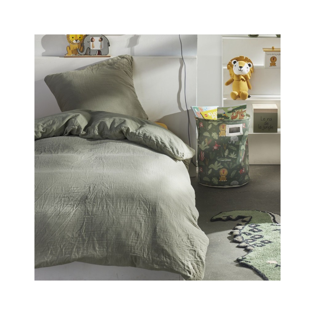 Today Parure Housse de couette Gaze de coton 140x200 cm Sauge