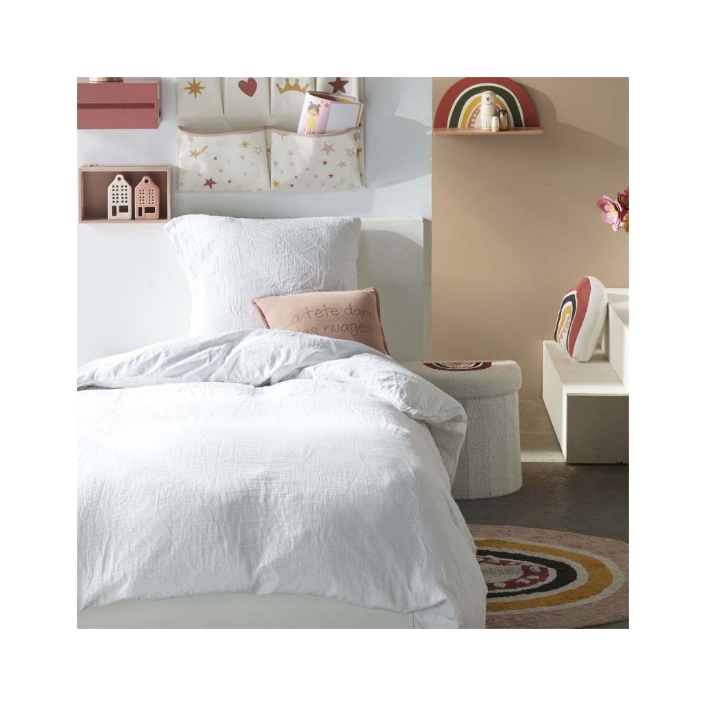 Today Parure Housse de couette Gaze de coton 140x200 cm Blanc Craie
