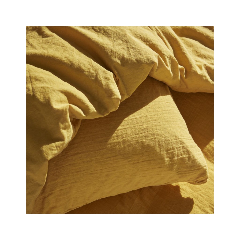 Today Parure Housse de couette Gaze de coton 140x200 cm Ocre Jaune