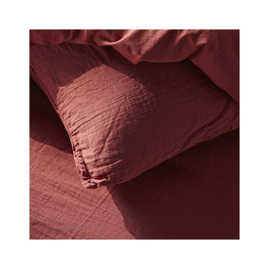 Today Parure Housse de couette Gaze de coton 140x200 cm Terracotta