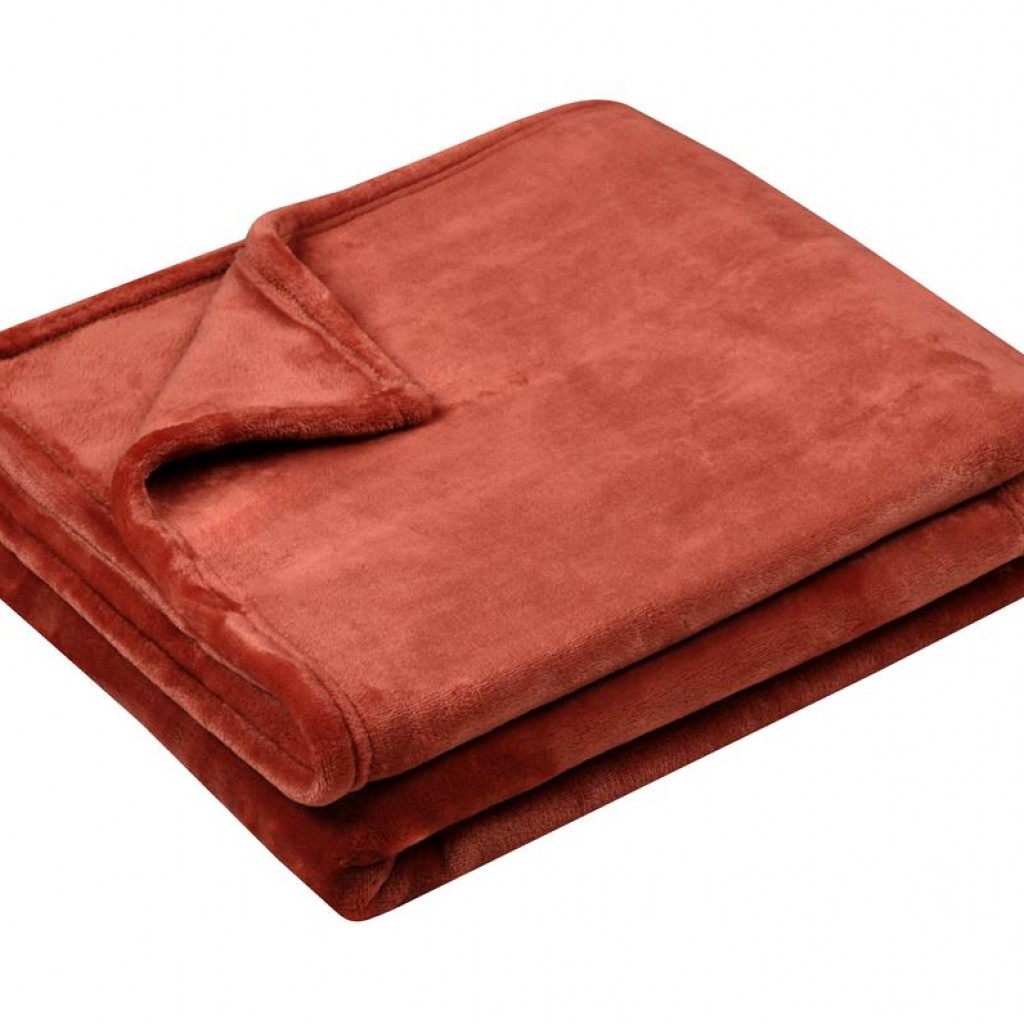Plaid Doudou Stof Lovely Casa Polaire Doux 130x160 cm Terracotta