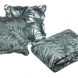 Lovely Casa Stof Couvre lit Boutis avec 2 Taies 260 x 240 cm Manisa Vert Feuilles