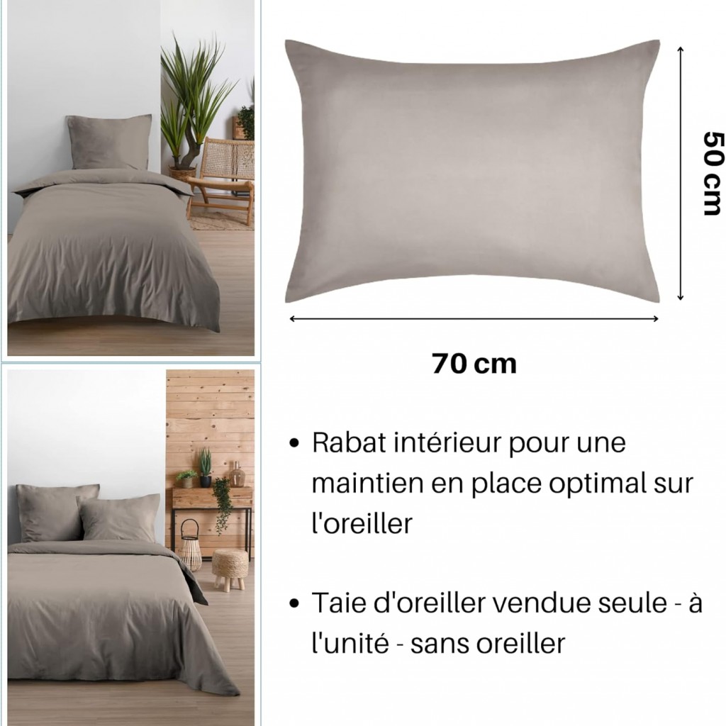 Taie d'Oreiller Sac 50x70 cm Stof Eden Coton Lin