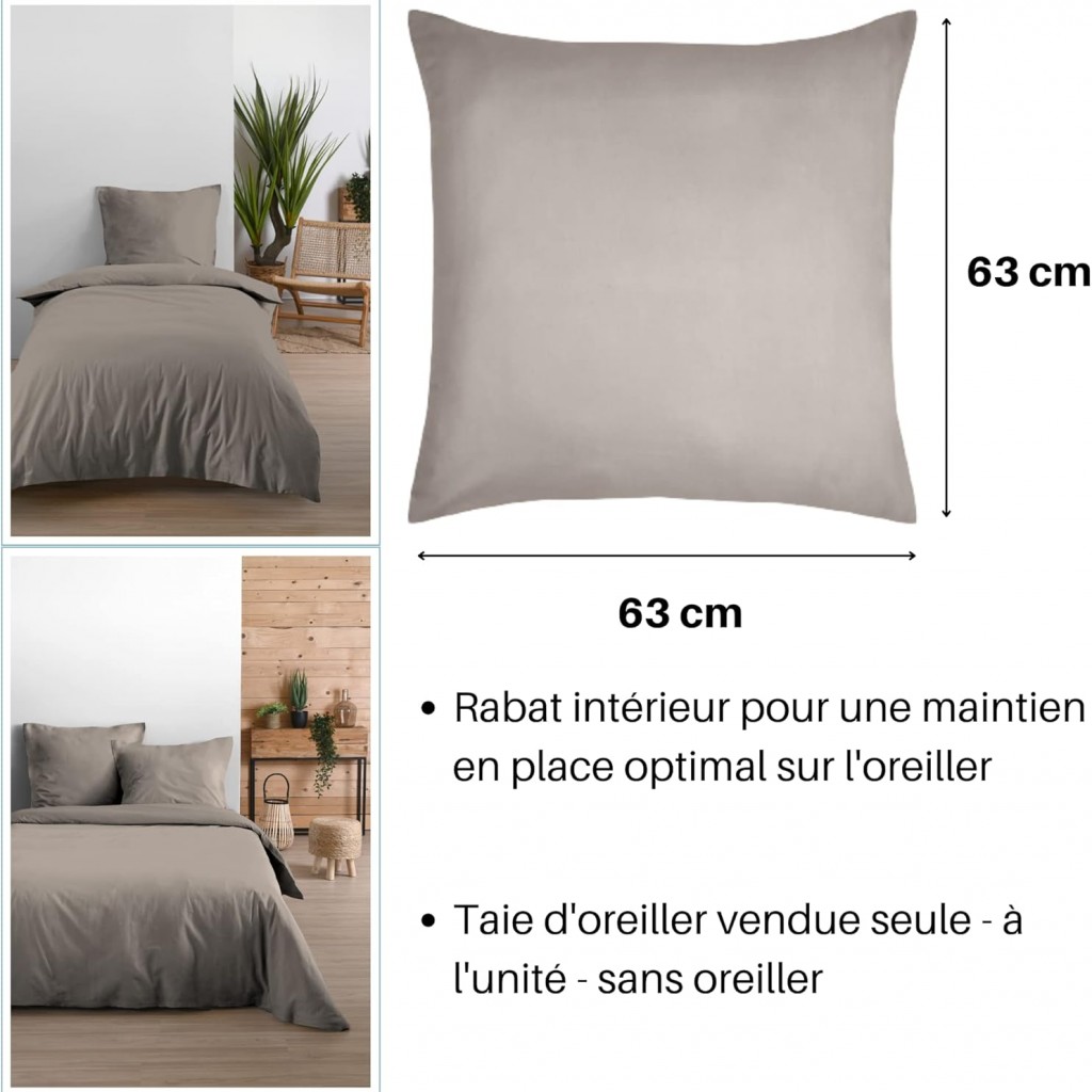 Taie d'Oreiller Sac 63x63 cm Stof Eden Coton Lin
