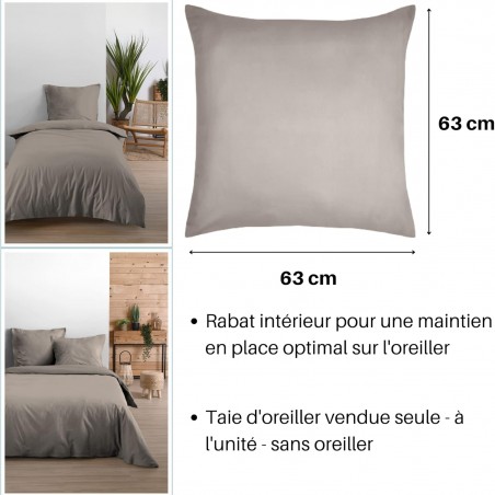 Taie d'Oreiller Sac 63x63 cm Stof Eden Coton Lin