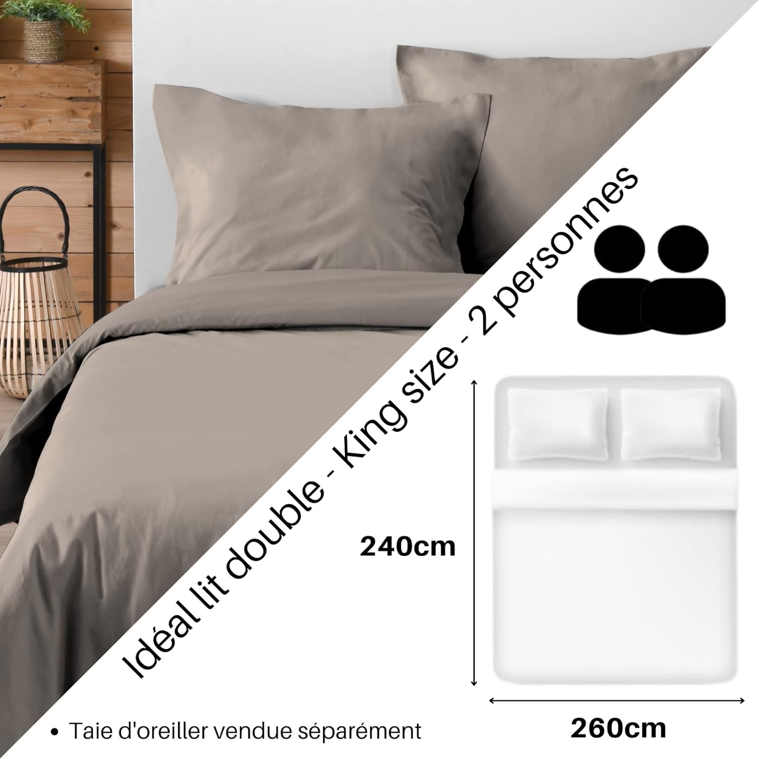 Housse de Couette Stof 240 x 220 cm 57 Fils Coton Eden Lin