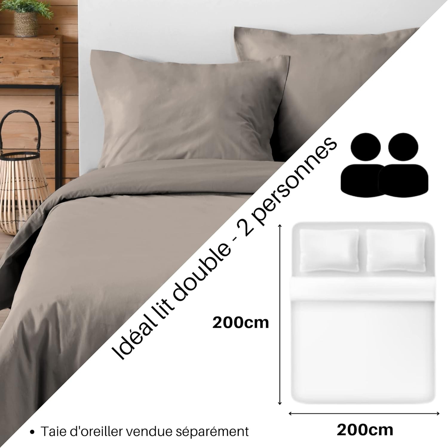 Housse de Couette Stof 200 x 200 cm 57 Fils Coton Eden Lin